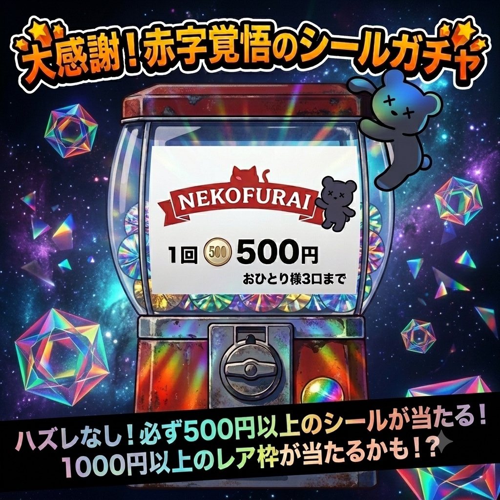 運試し！大感謝！赤字覚悟のシールガチャオリパ
