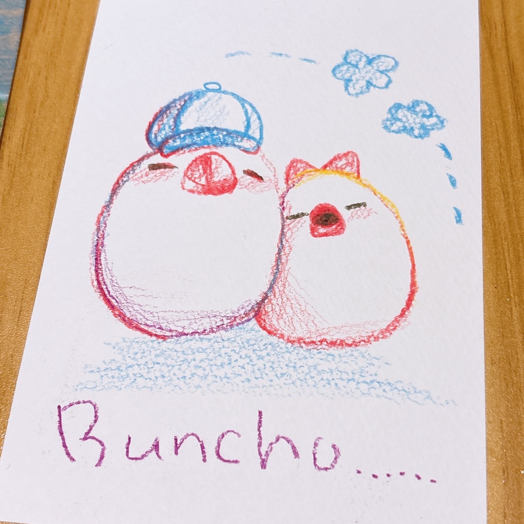 ハガキサイズ原画【のんびり兄妹】