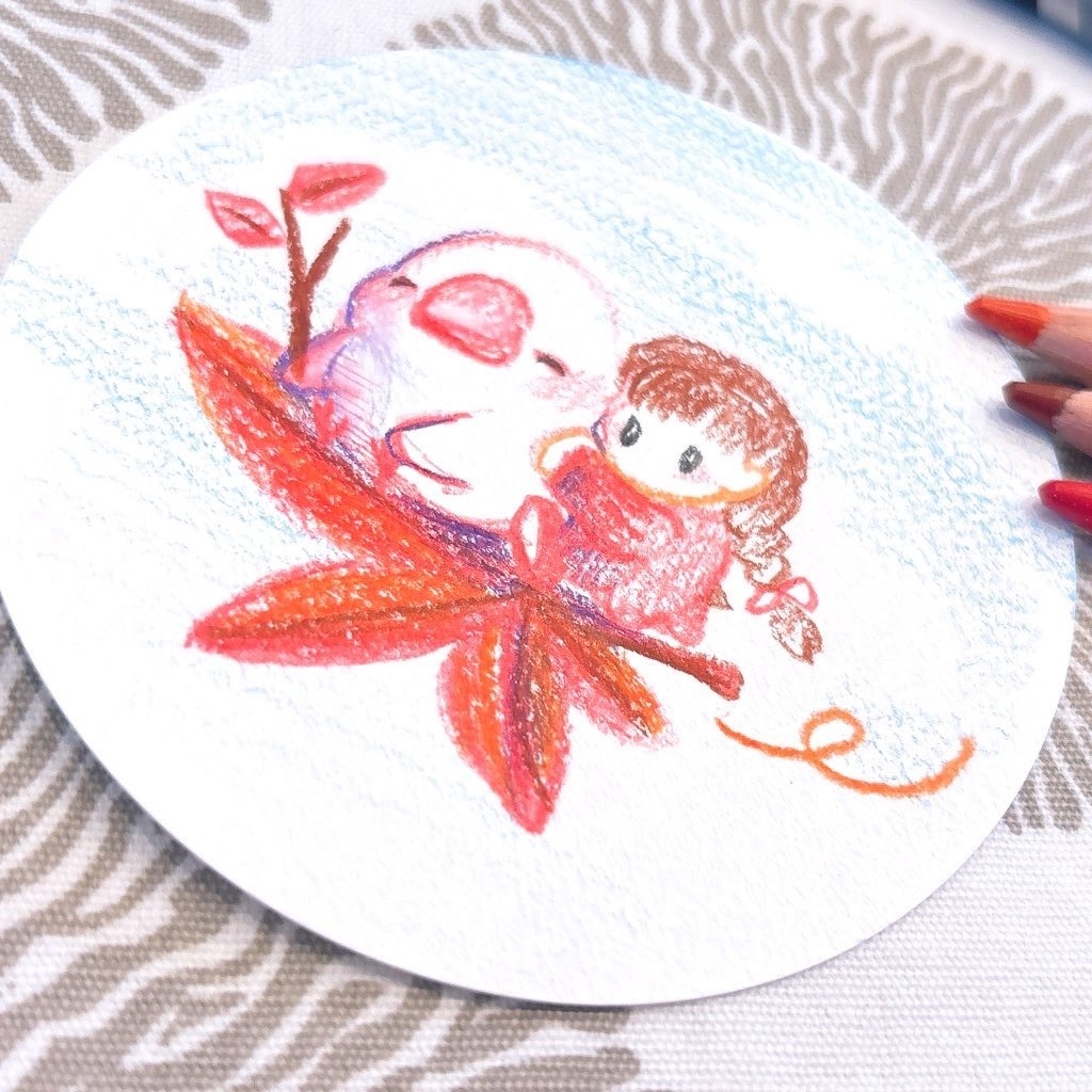 まんまる原画【もみじに乗って】