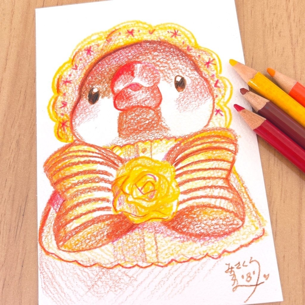 【はがきサイズ原画】黄色いバラ