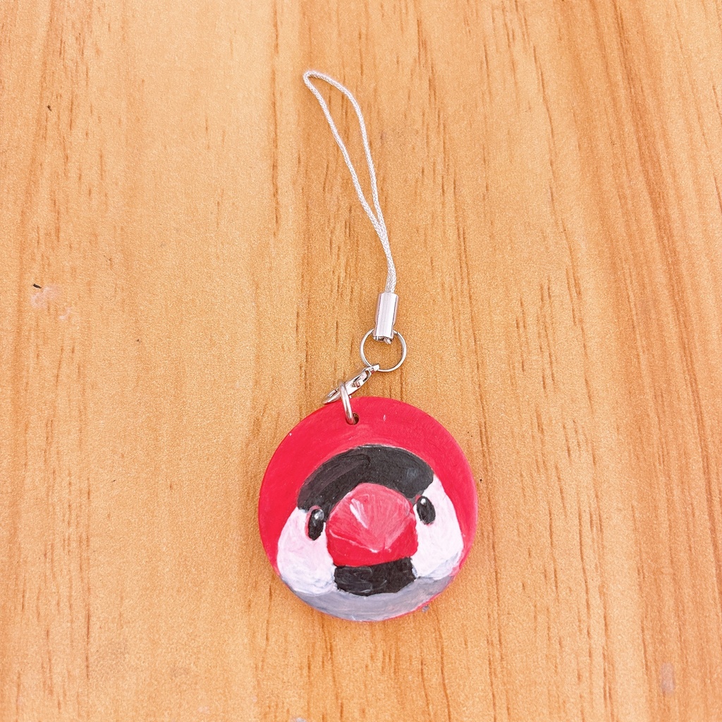 【木製ストラップ】桜文鳥