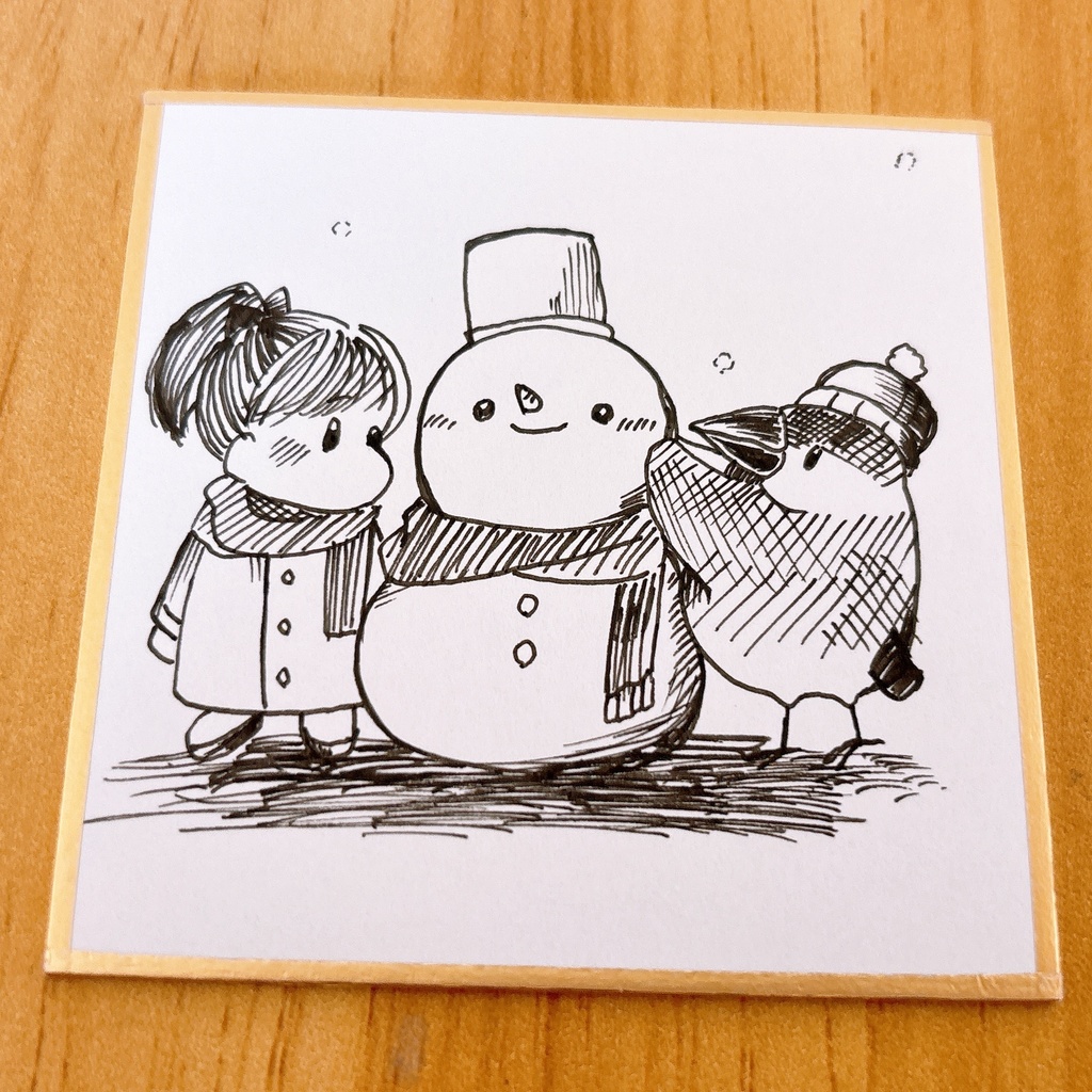【豆色紙】雪だるま