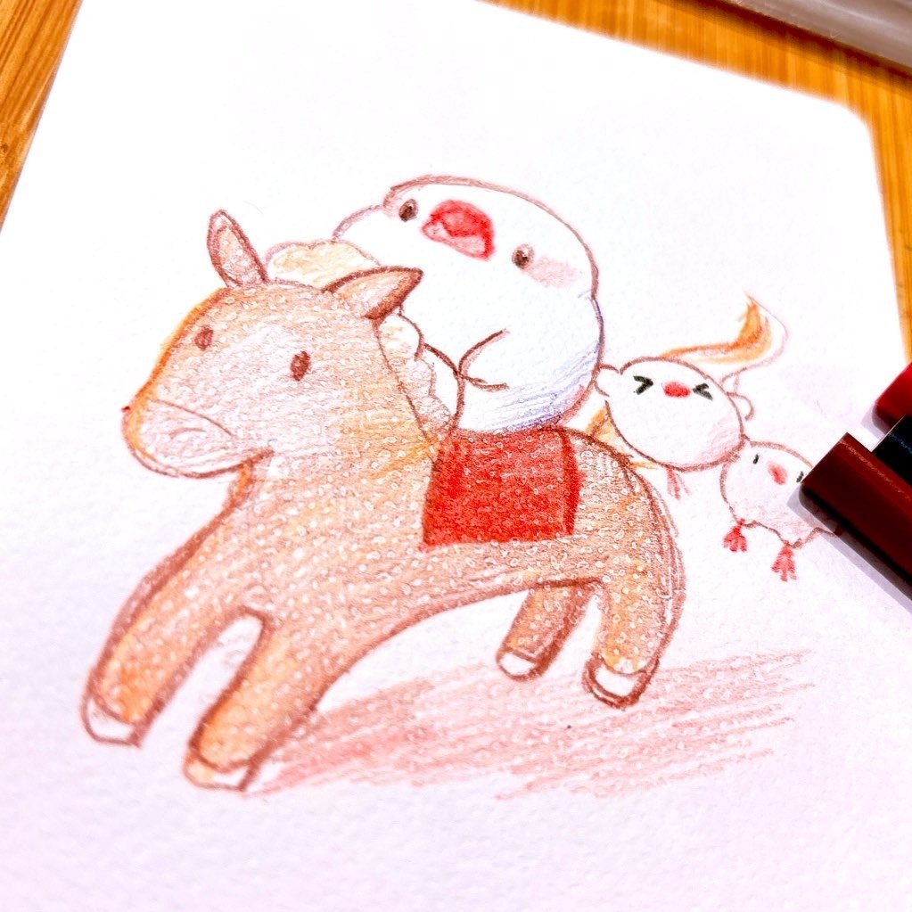 【ハガキサイズ原画】うまととり