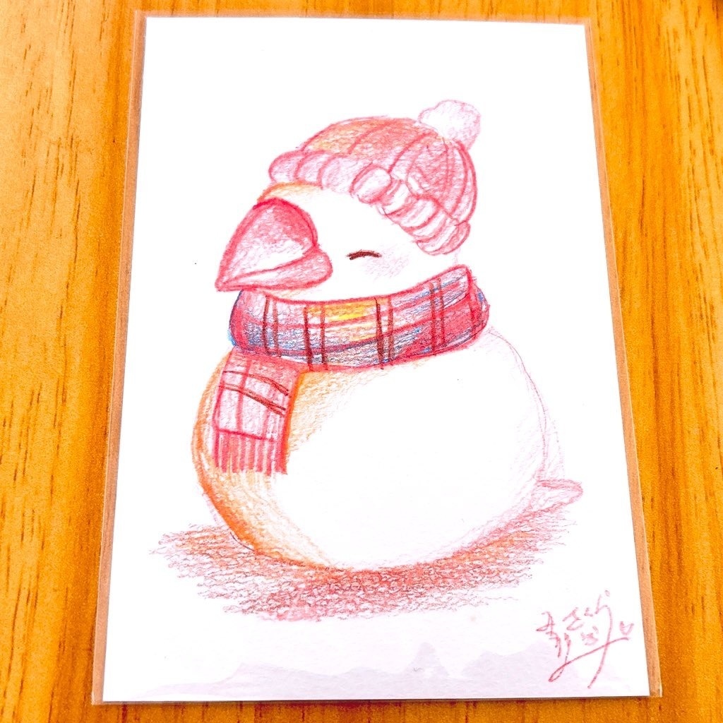 【ハガキサイズ原画】ぬくぬくでにっこり