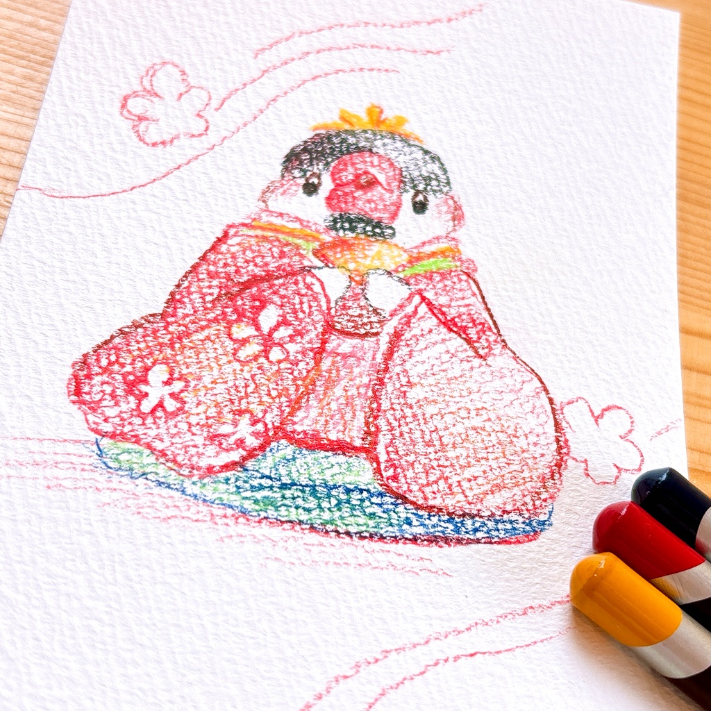 【はがきサイズ原画】お雛様