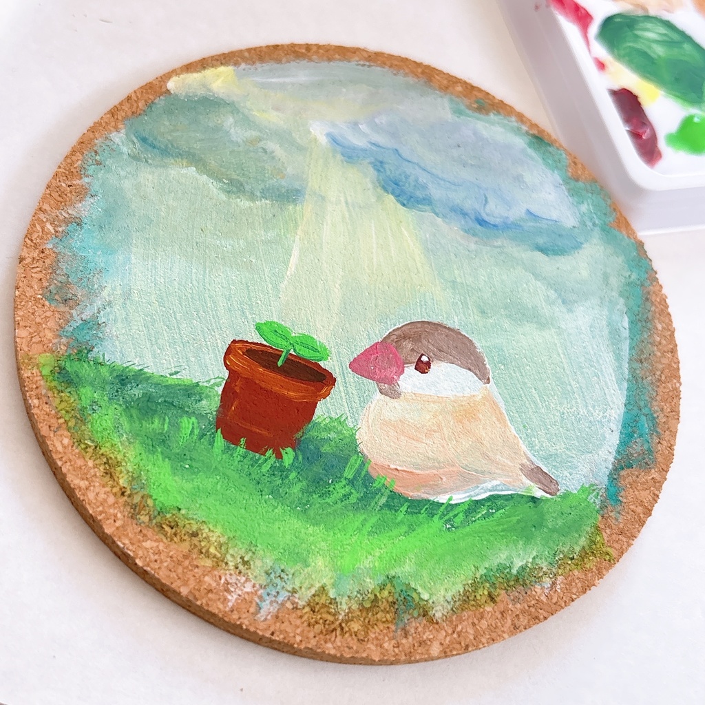 【手描きコースター】発芽