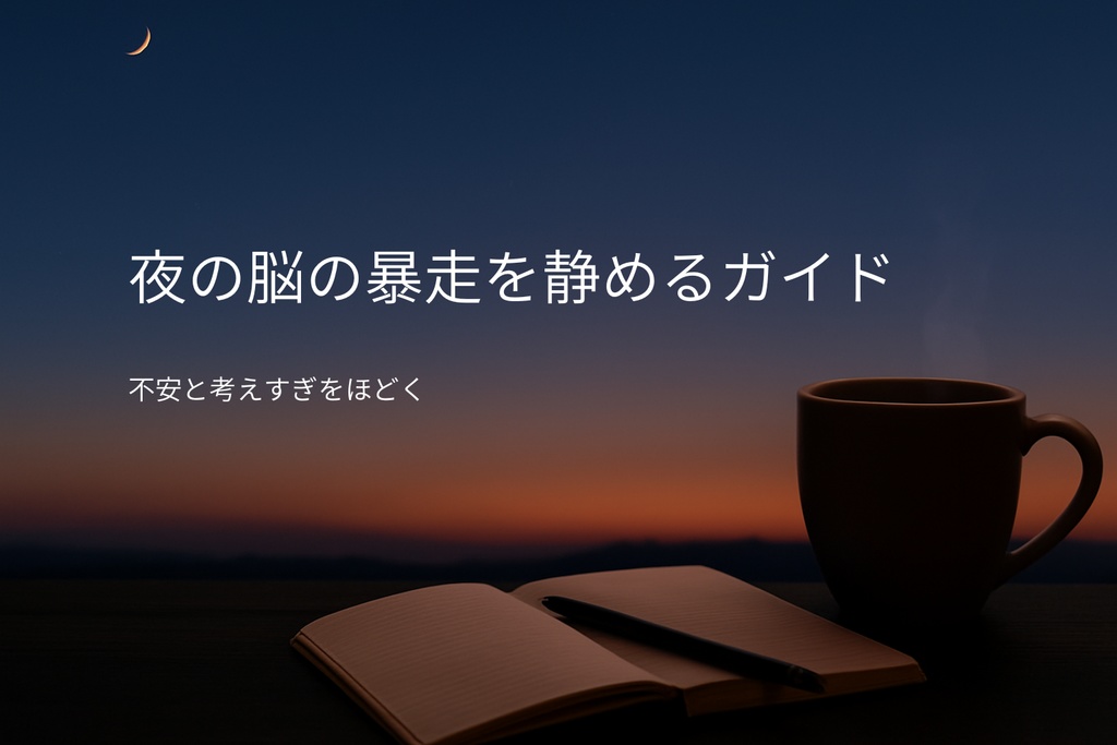 夜の脳の暴走を静めるガイド 不安と考えすぎをほどき、夜に戻るための小さな実践集(PDF)