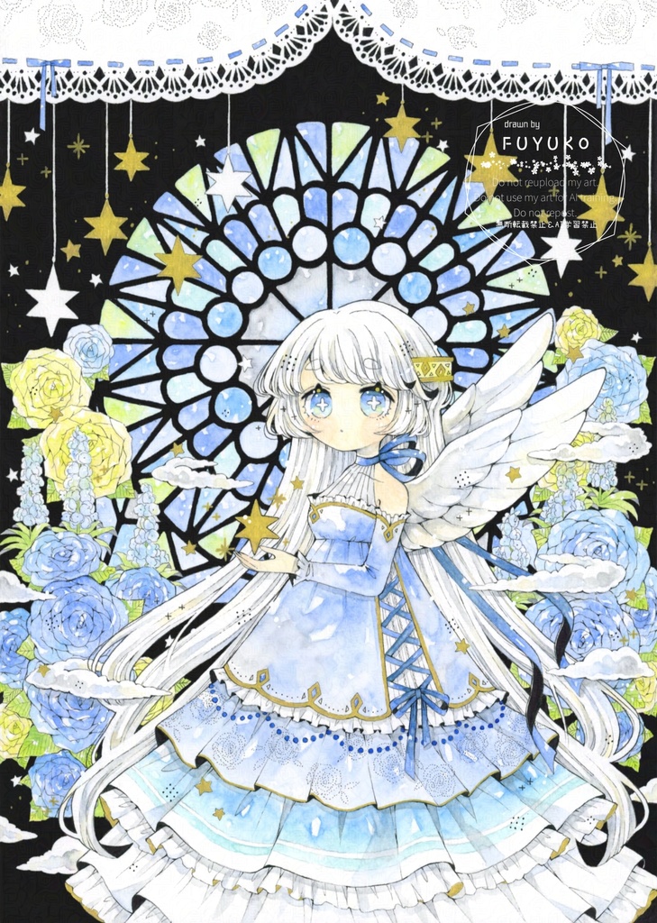 【NEW】A4原画「薔薇窓の天使」(額なし)
