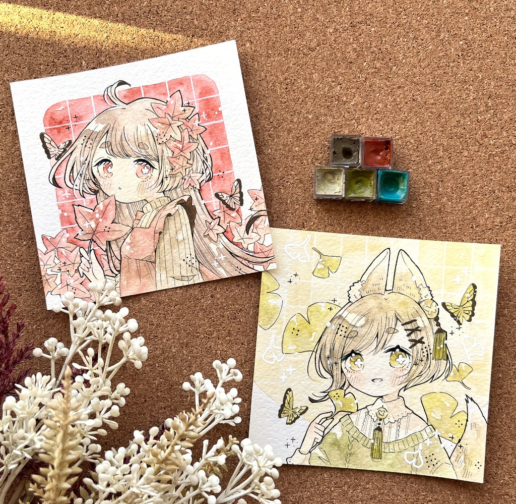 【額付き】秋のましかく原画🍂