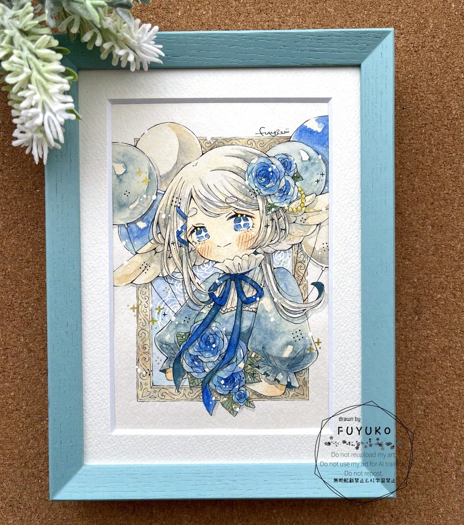 【new】青薔薇の祝福を🌹(2L額付き原画)