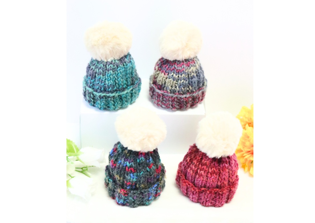 ぽんぽんニットキャップ(ちびぐるみサイズ)