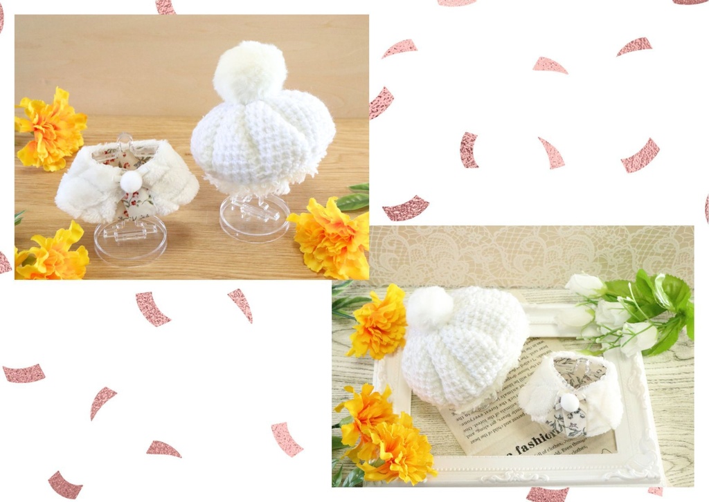 ふわもこホワイトスノーセットアップ(ちびぐるみサイズ)