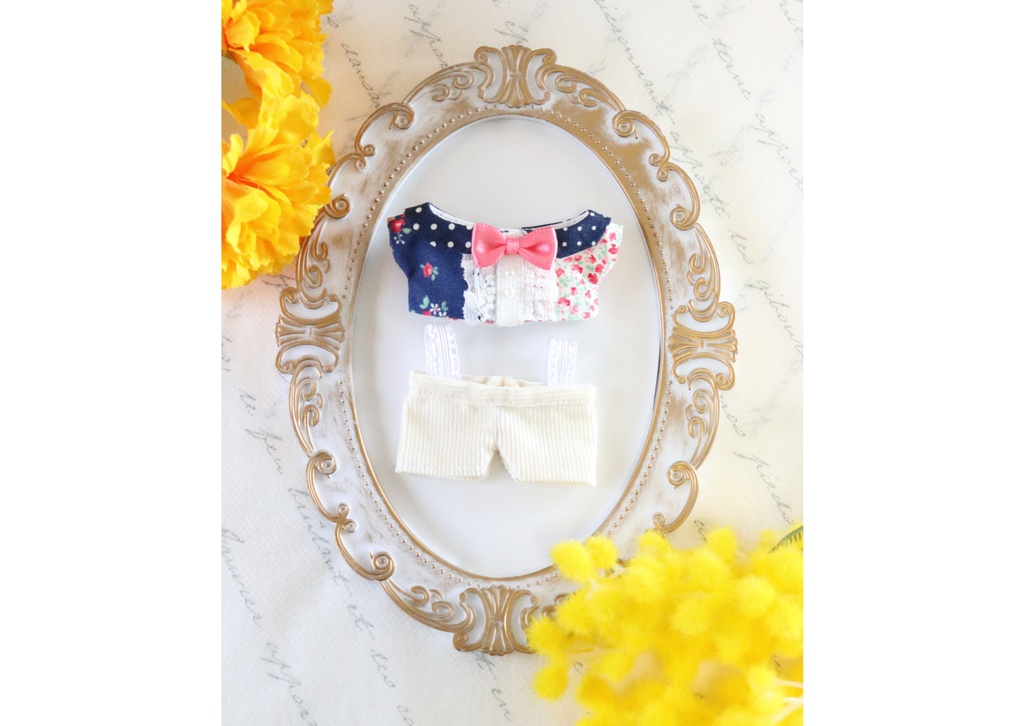 パッチワーク風セットアップ(ちびぐるみサイズ)