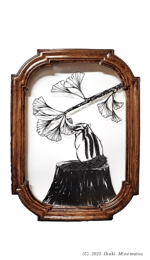 【額装済】切り絵原画 陽だまりの仔　