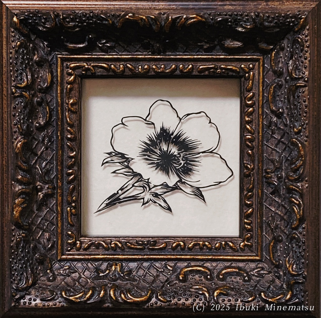 【額装済】切り絵原画 ポーチュラカ