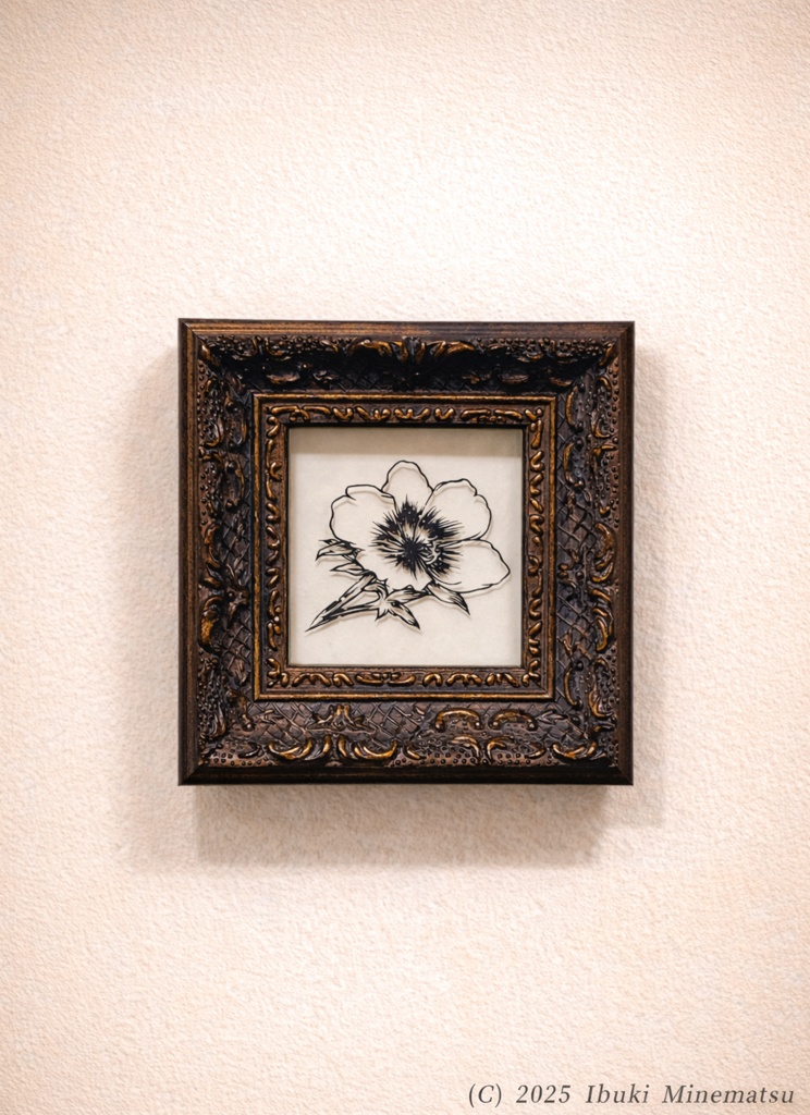 【額装済】切り絵原画　ポーチュラカ