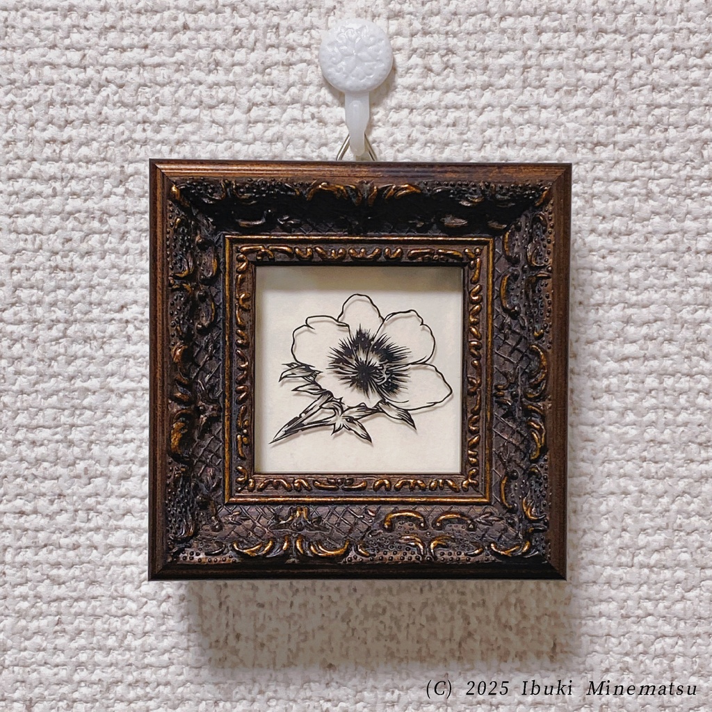 【額装済】切り絵原画 ポーチュラカ