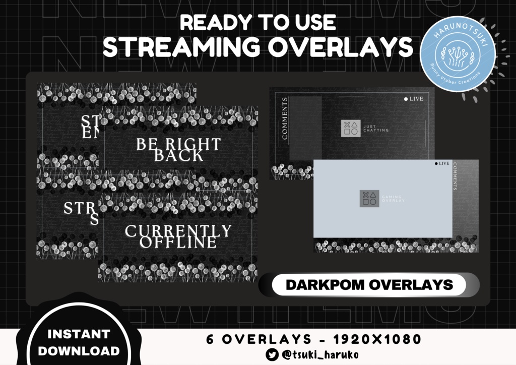 【DarkPom Overlays】|| Free Vtuber Twitch Overlays