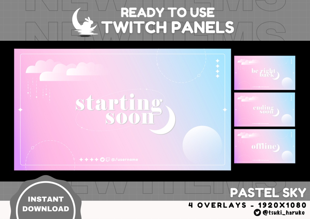 【Pastel Sky】|| Vtuber Twitch Overlays