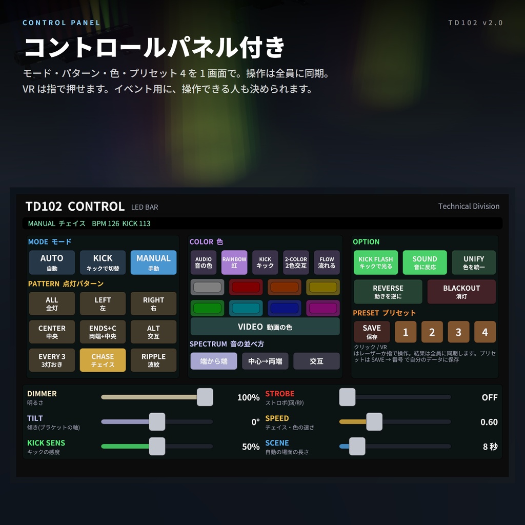 VRC向けLEDバーライト TD102