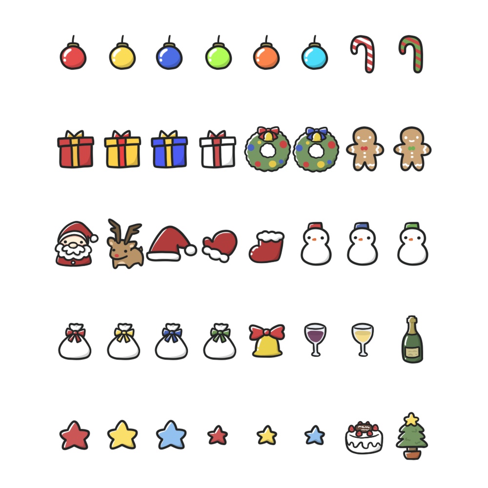 【わんコメWordParty素材】落ちてくるクリスマスアイテムの素材【PNG】