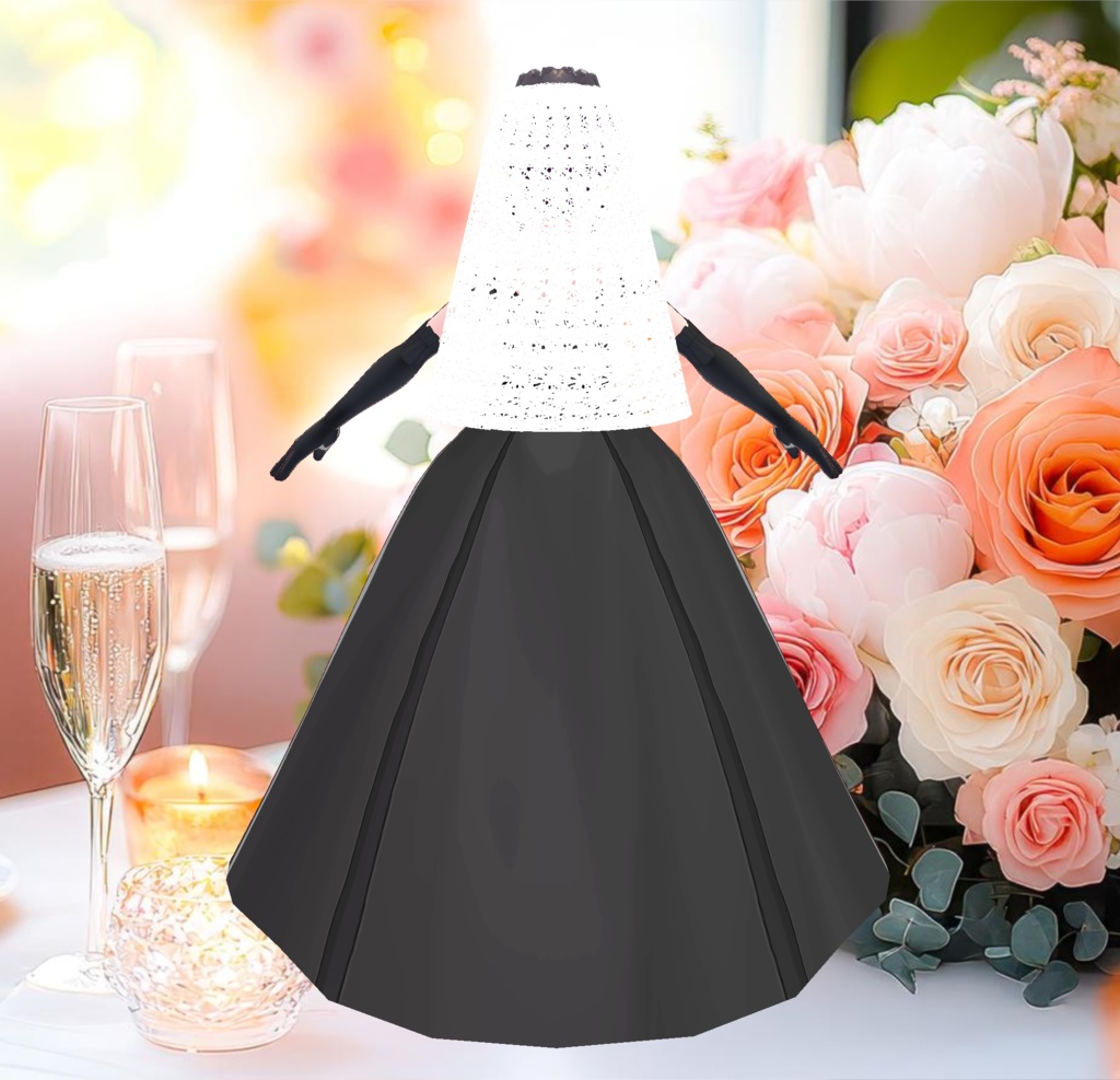 黒いタキシード&ウエディングドレスの結婚式衣装セット