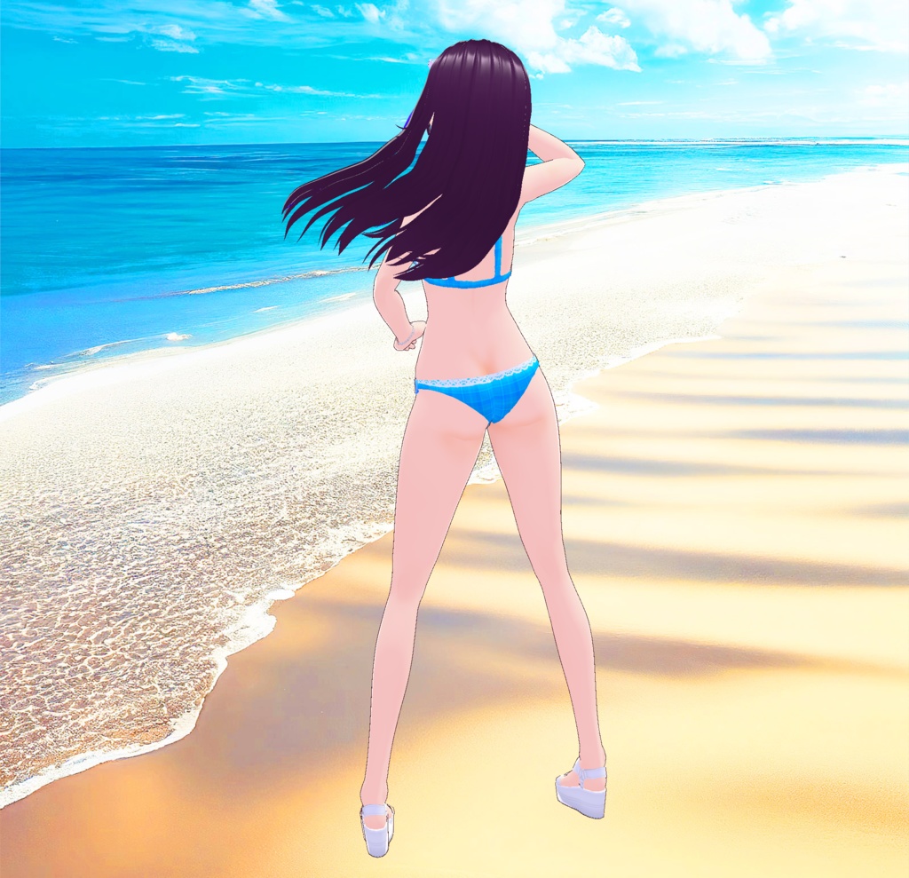 ビキニ水着_3D衣装セット(チェック柄)