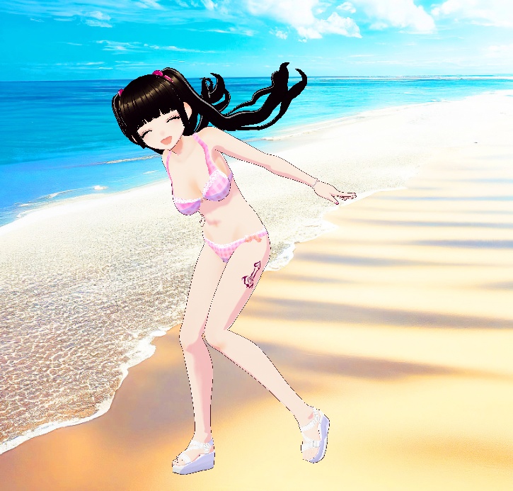 ビキニ水着_3D衣装セット(チェック柄)