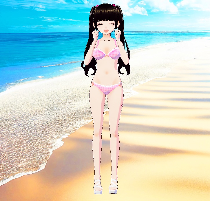 ビキニ水着_3D衣装セット(チェック柄)