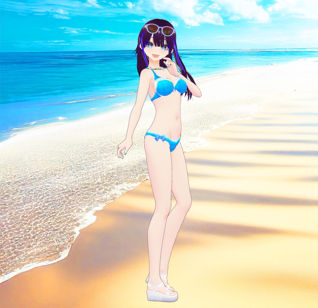 ビキニ水着_3D衣装セット(チェック柄)