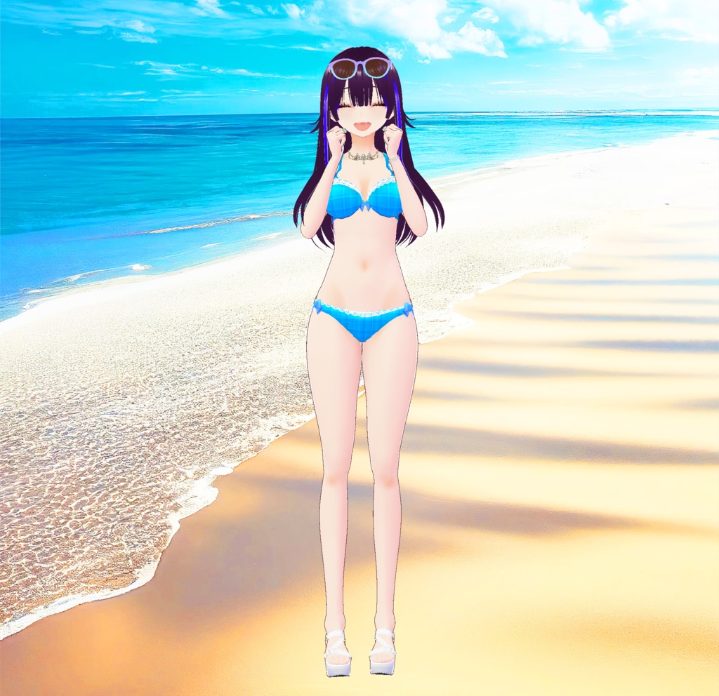 ビキニ水着_3D衣装セット(チェック柄)