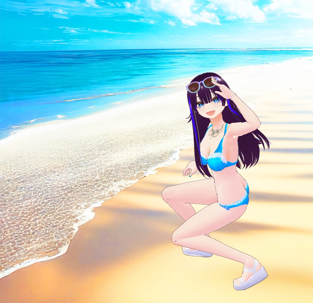 ビキニ水着_3D衣装セット(チェック柄)