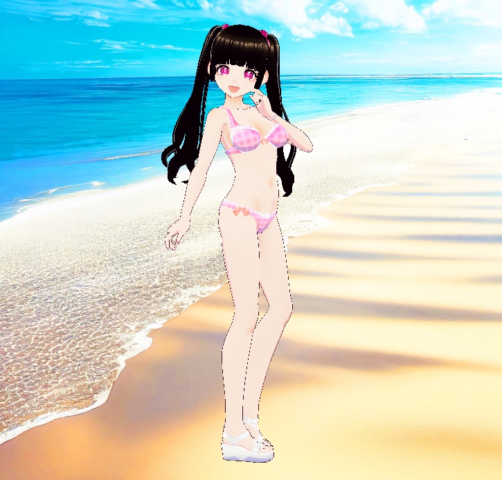 ビキニ水着_3D衣装セット(チェック柄)