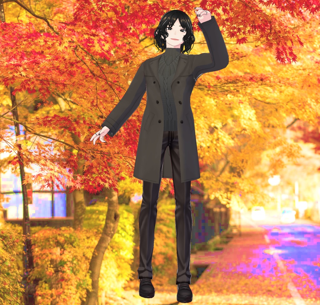 秋のメンズトレンチコート_3D衣装
