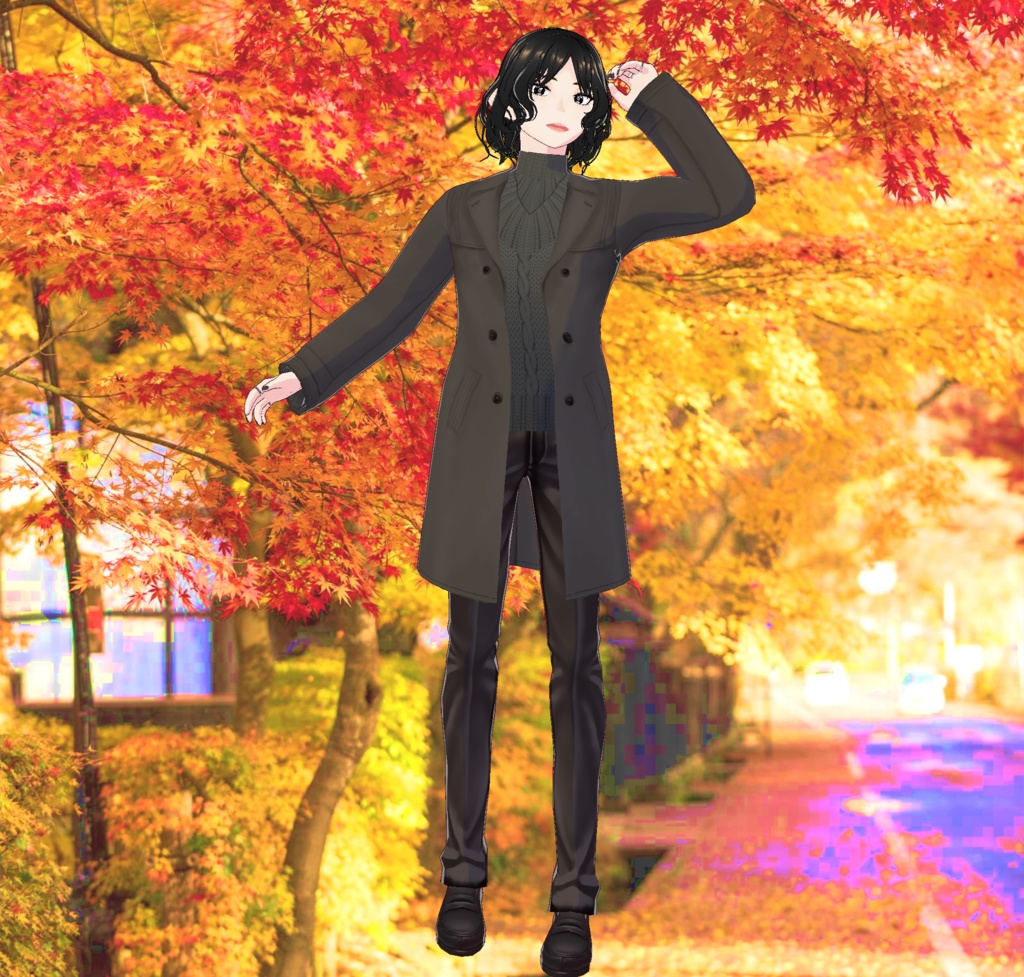 秋のメンズトレンチコート_3D衣装