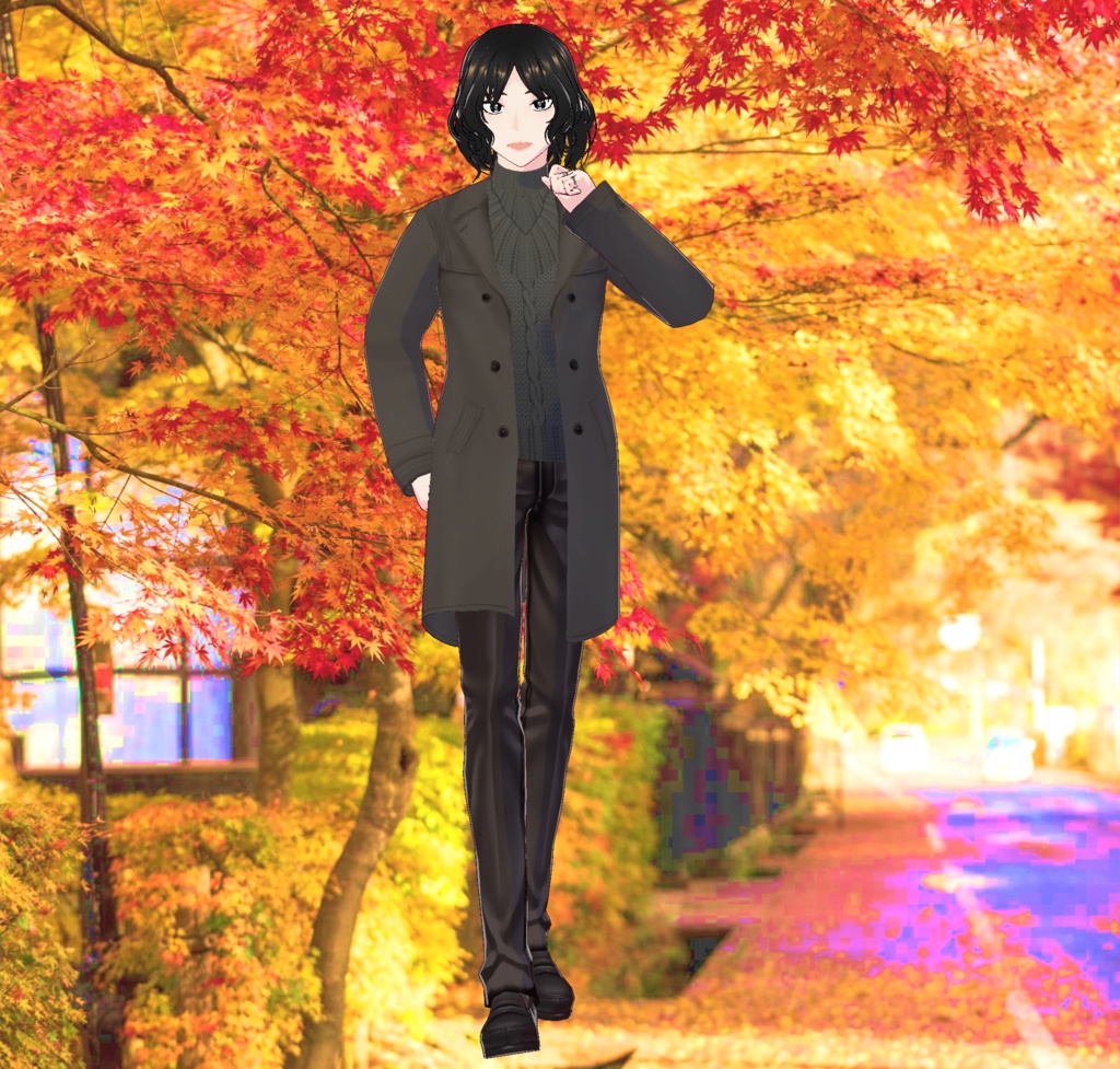 秋のメンズトレンチコート_3D衣装
