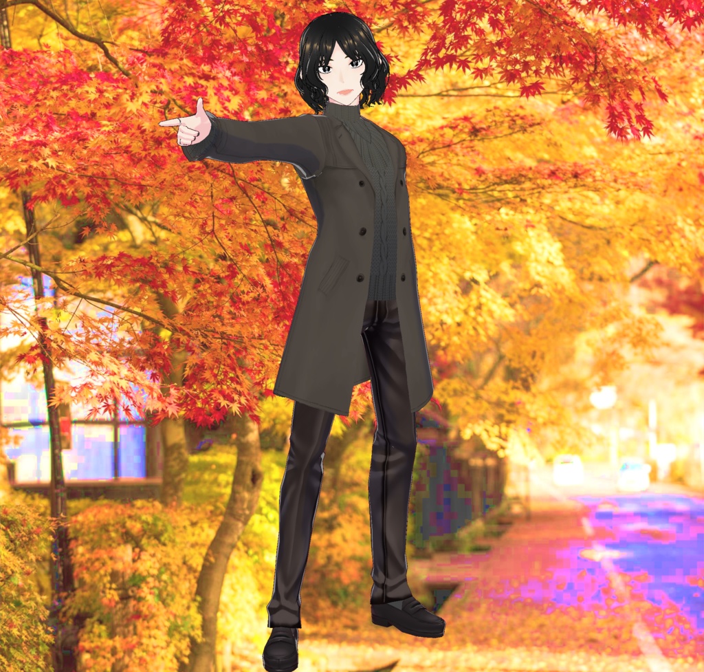 秋のメンズトレンチコート_3D衣装