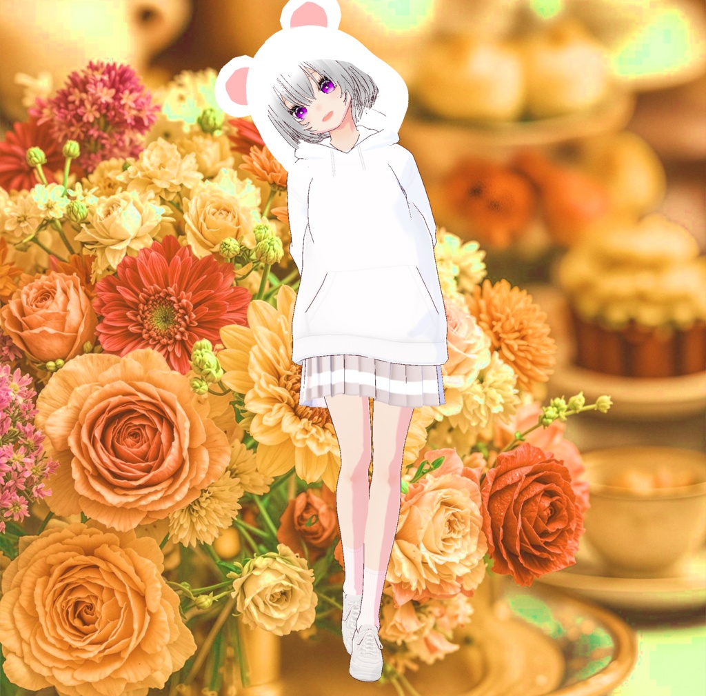 3D衣装・くまさんパーカー(白と黒の2色セット)