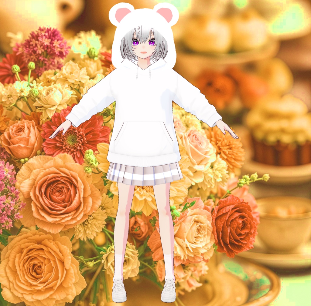 3D衣装・くまさんパーカー(白と黒の2色セット)