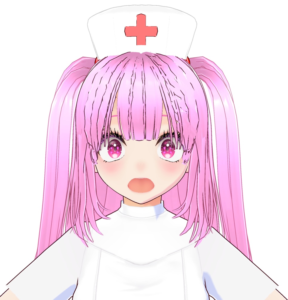 3D衣装・ナース服とナース帽(白とピンクの2色セット)(別途3Dキャラの販売あり)