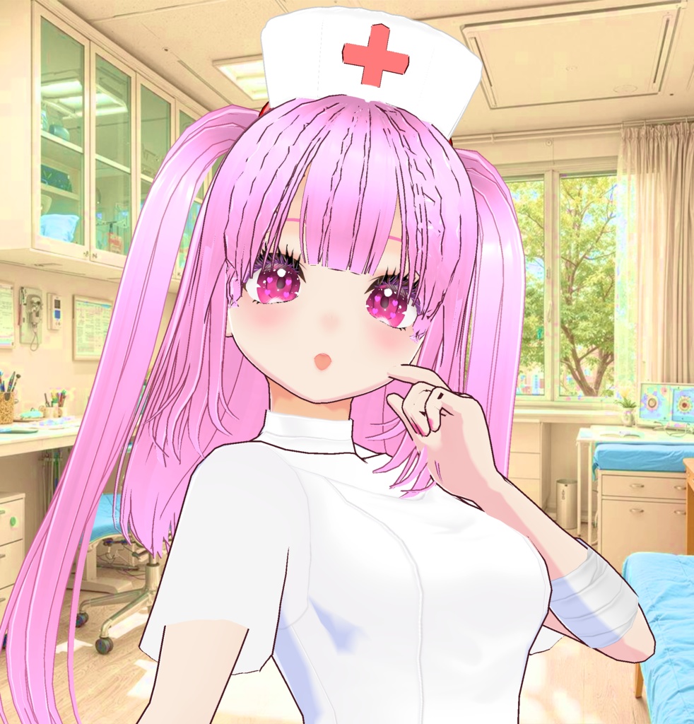 3D衣装・ナース服とナース帽(白とピンクの2色セット)(別途3Dキャラの販売あり)