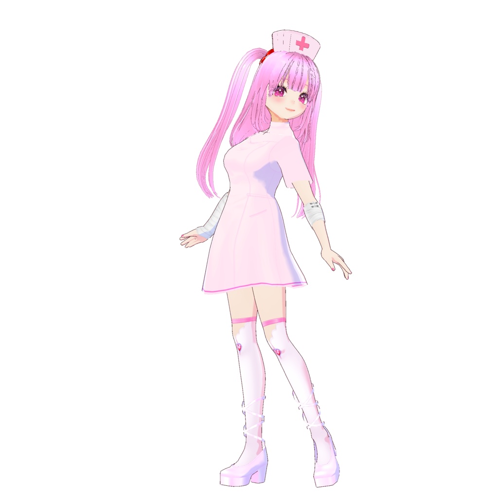 3D衣装・ナース服とナース帽(白とピンクの2色セット)(別途3Dキャラの販売あり)