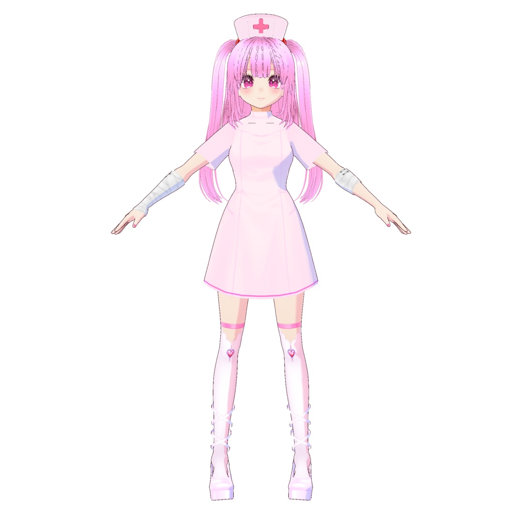 3D衣装・ナース服とナース帽(白とピンクの2色セット)(別途3Dキャラの販売あり)