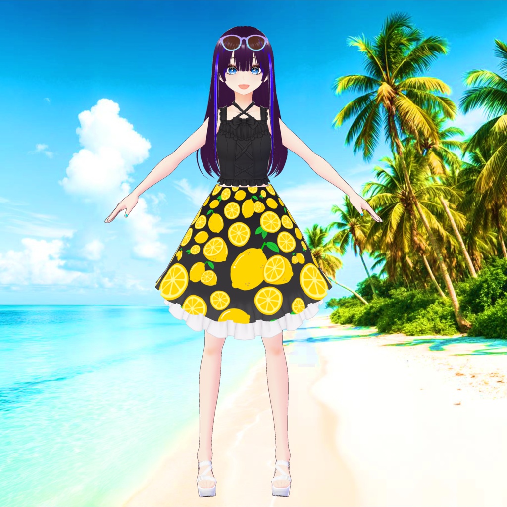 3D衣装・夏のレモンスカートボトムス(※黒色・黄色の2色バラ売り)