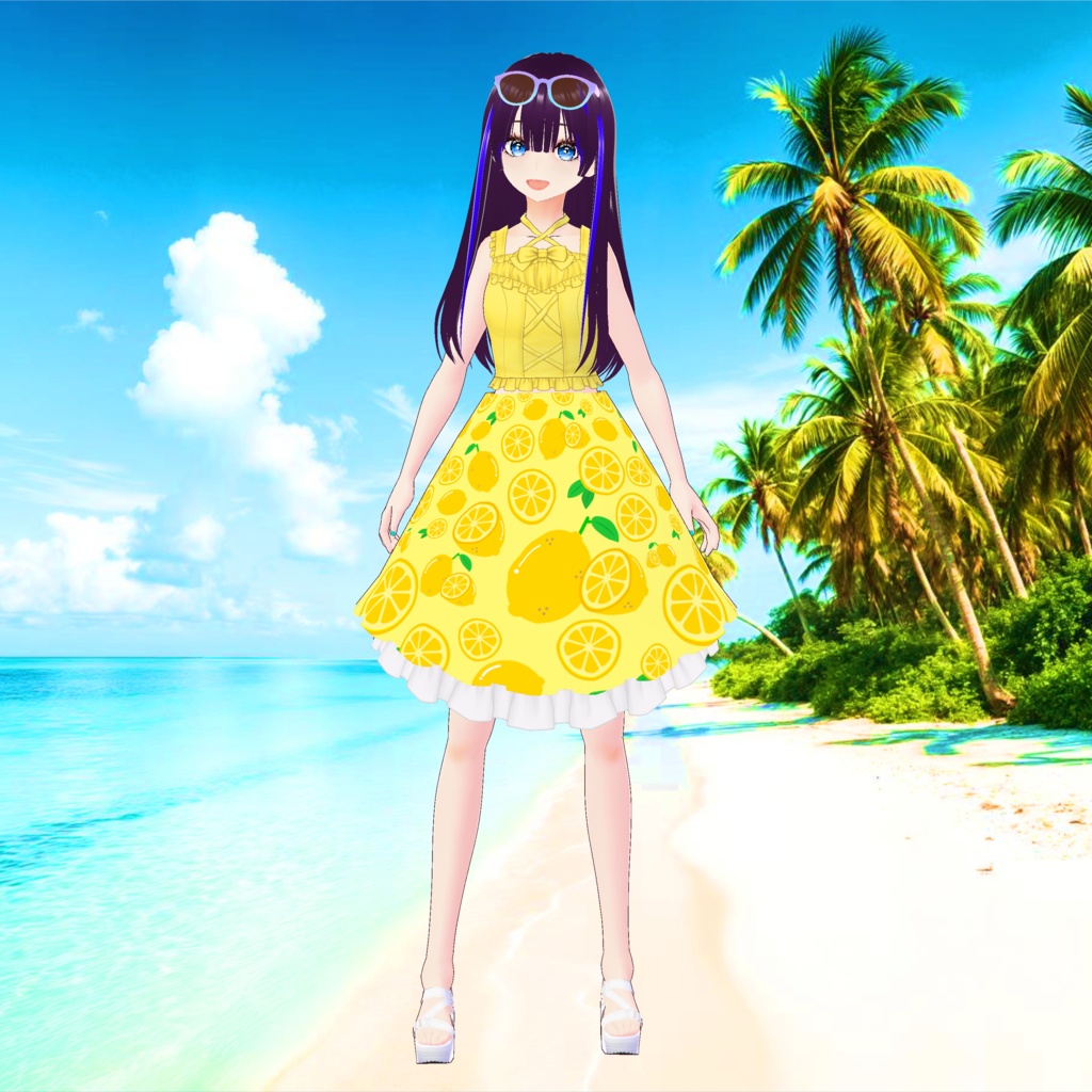 3D衣装・夏のレモンスカートボトムス(※黒色・黄色の2色バラ売り)
