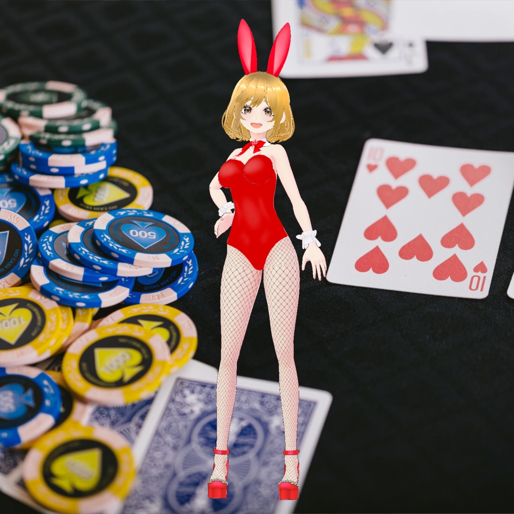 バニーガールの3D衣装(※レディース下半身インナー&靴☆黒・青・ピンク・赤の4色セット)