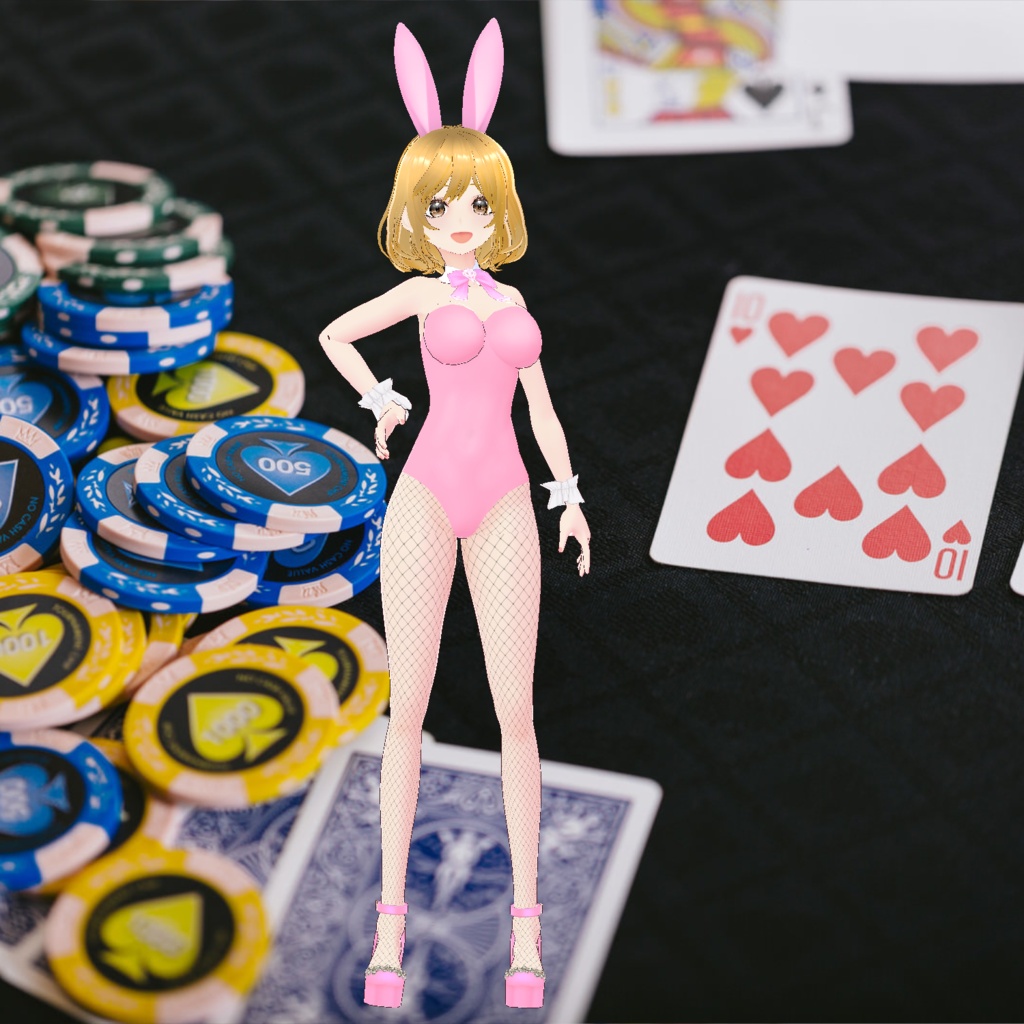 バニーガールの3D衣装(※レディース下半身インナー&靴☆黒・青・ピンク・赤の4色セット)