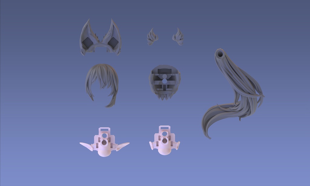 1/12 ヘッドパーツセット「ケモミミ・キツネヘアスタイル」