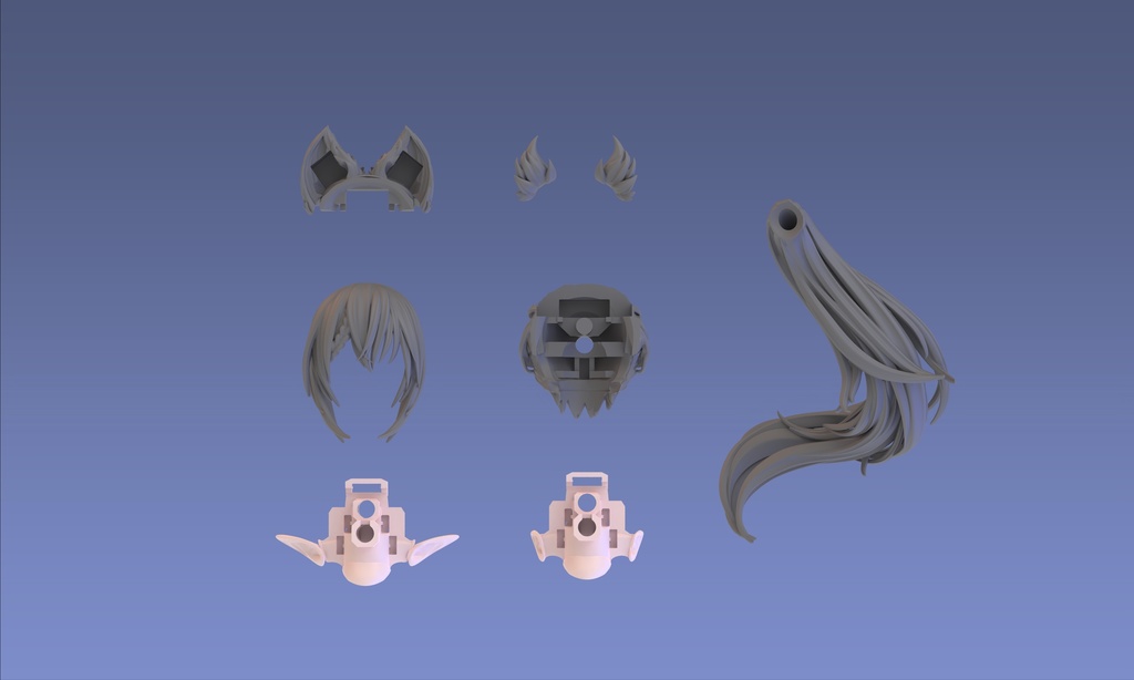 1/12 ヘッドパーツセット「ケモミミ・ネコヘアスタイル」