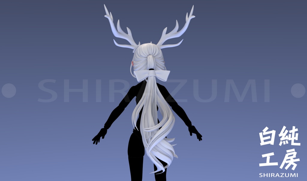 1/12 ヘッドパーツセット「ロングポニーテール 鹿角.Ver」